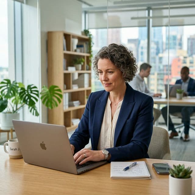 Workforce administrator focused on her work