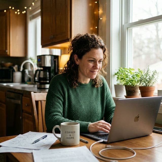 Determined professional working at a table